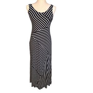 APT.9 Womens Size Petite Small Dress Black White Striped Sleeveless Stretch NEW